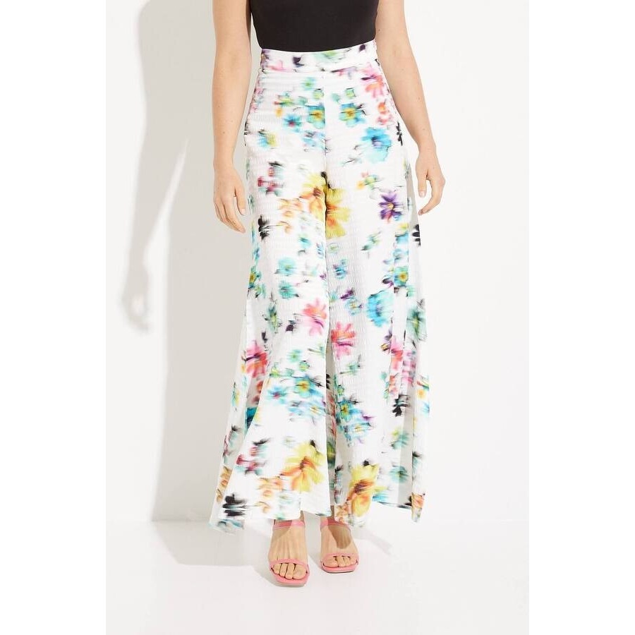 Desigual Wide Leg Daniela Trouser Pants Womens S White Multicolor Floral Artsy
